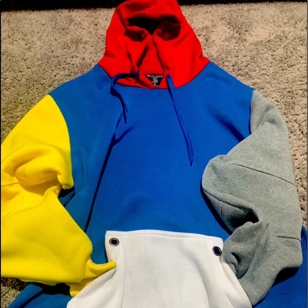Multi Color Red Blue Yellow Gray XL Hoodie